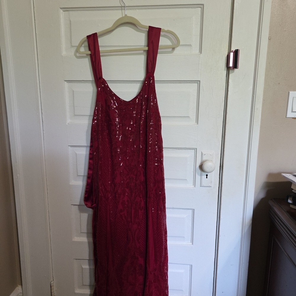 Eloquii Sparkling Burgundy Maxi Dress